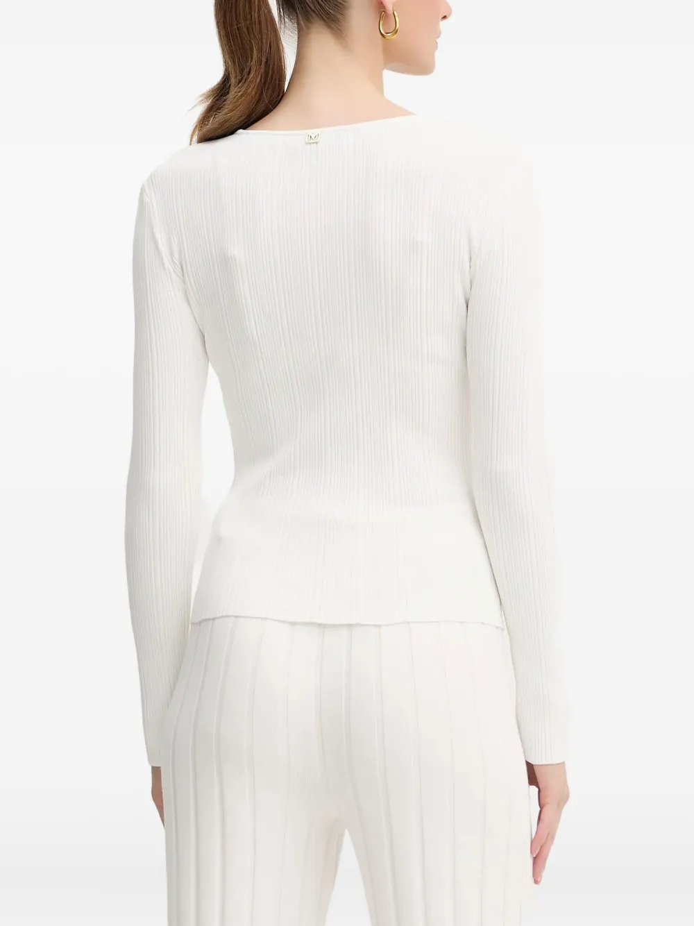 Marciano Keyhole Ribbed Top In White