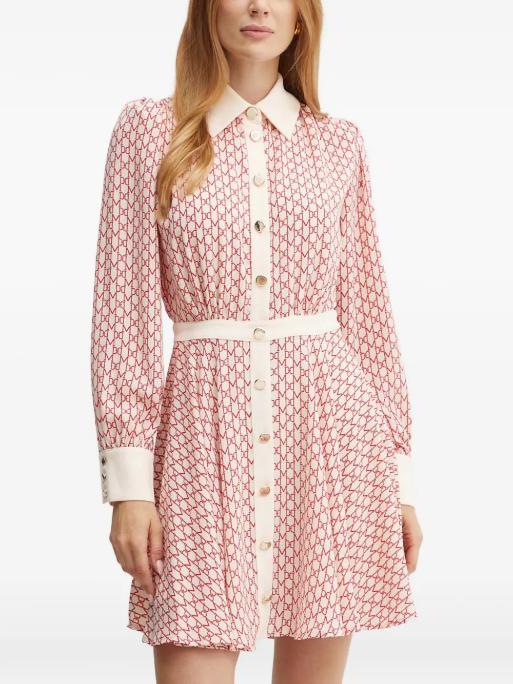 MARCIANO by GUESS Edith buttoned collared mini dress | Neutrals | Image 1