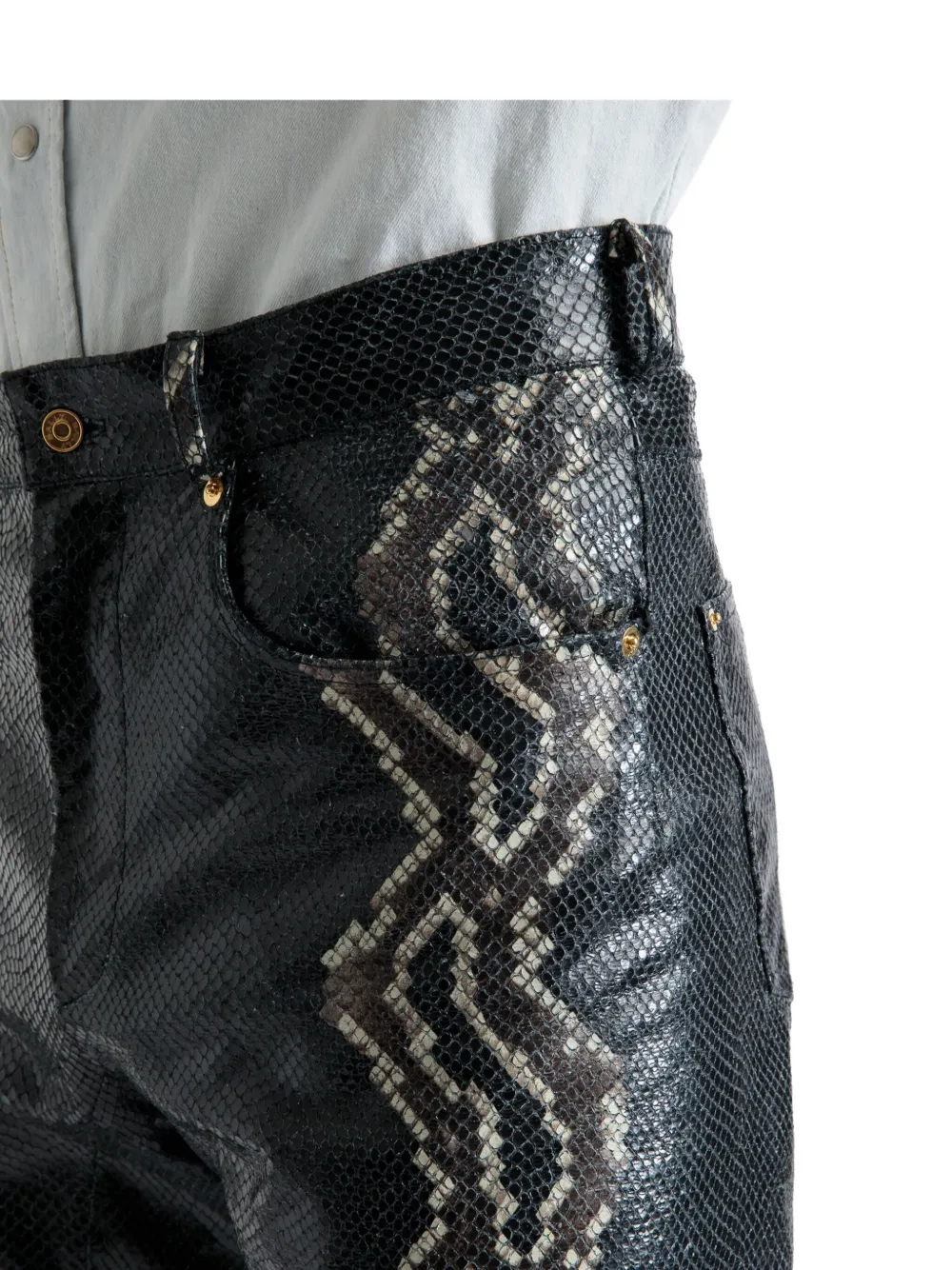 Bally Printed Leather Trousers In Multi