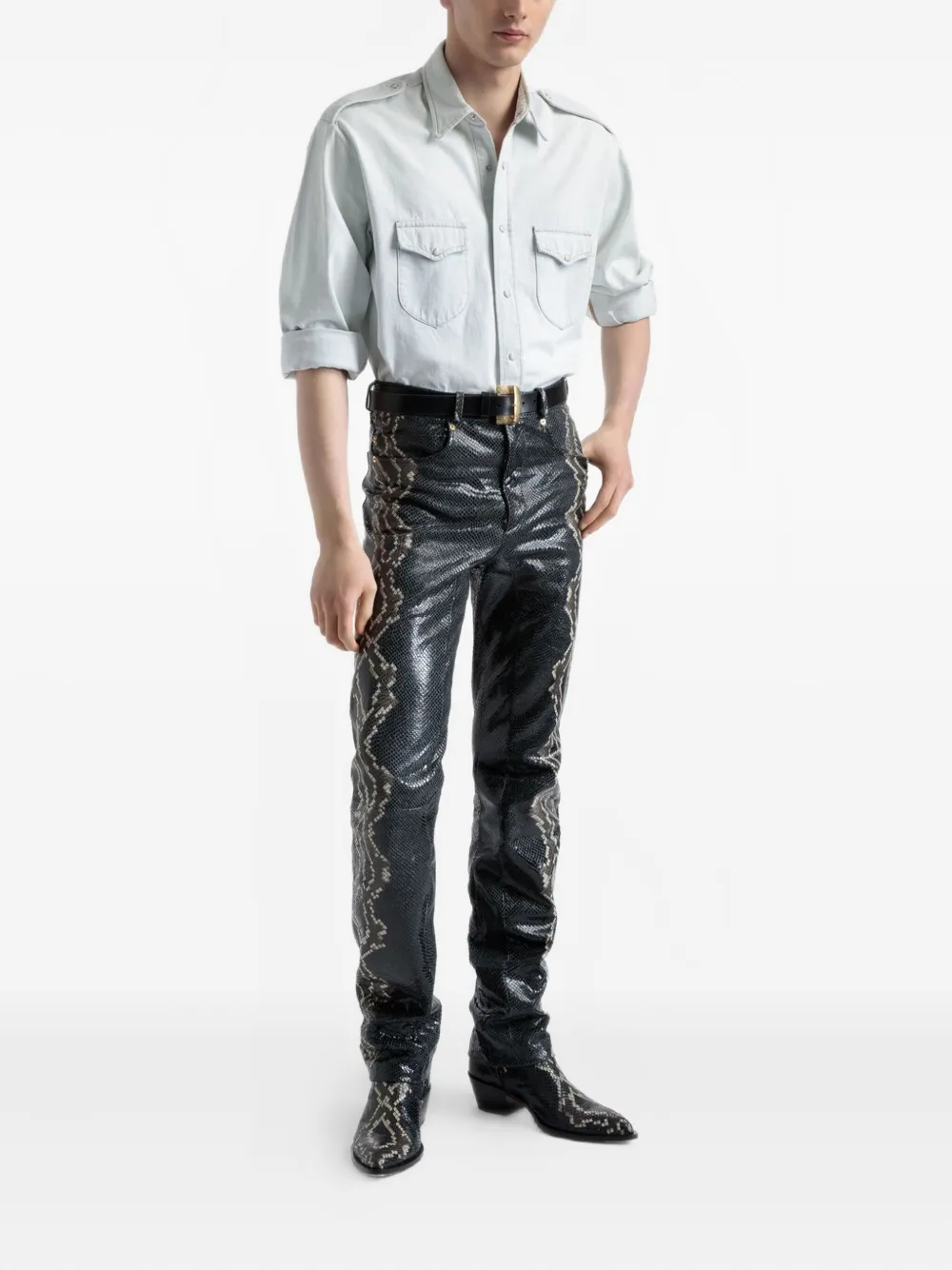 Bally printed leather trousers - Zwart