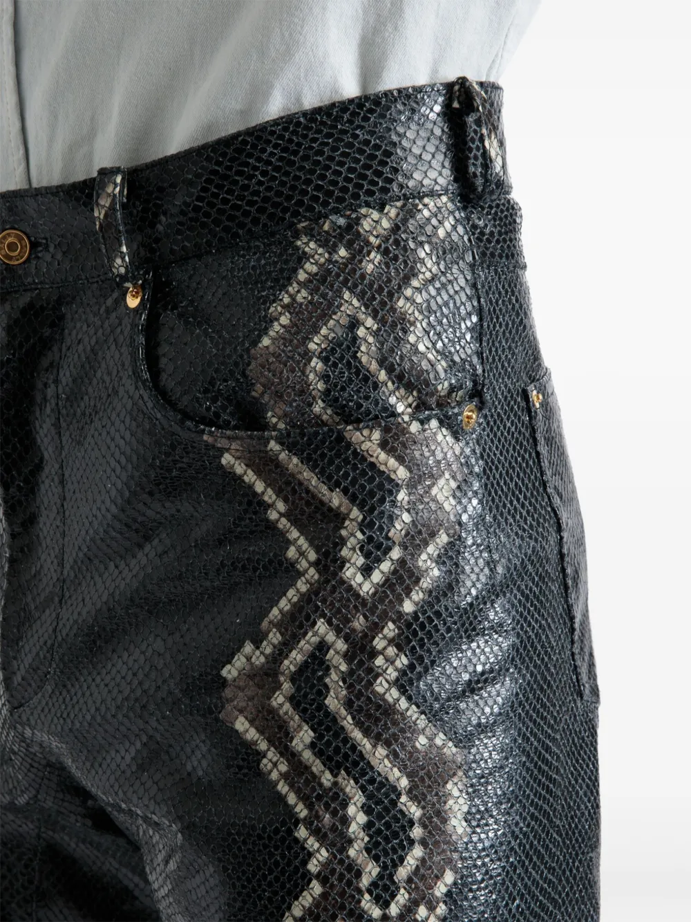 Bally Leren broek met print Zwart