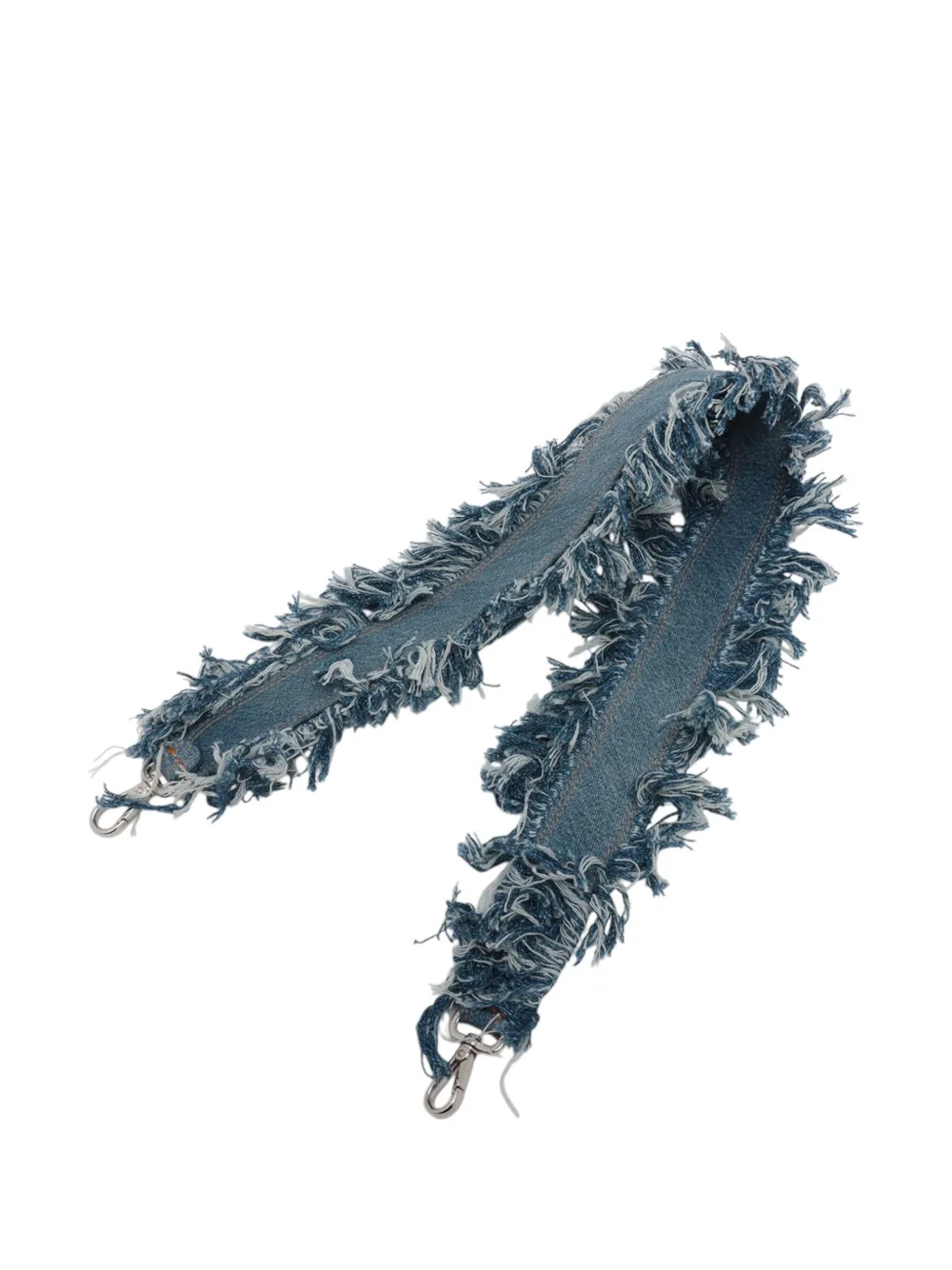 Pre-owned Fendi 2010-2025 Frayed Denim Baguette Satchel In Blue