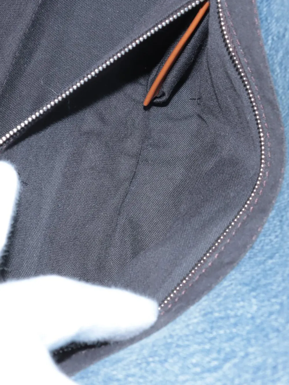 Pre-owned Fendi 2010-2025 Frayed Denim Baguette Satchel In Blue