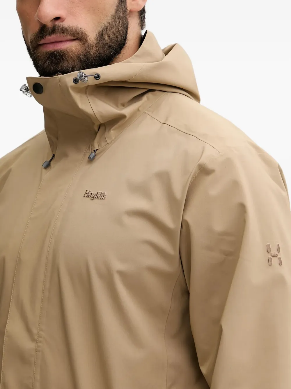 Haglöfs Hooded Logo-detail Jacket In Brown