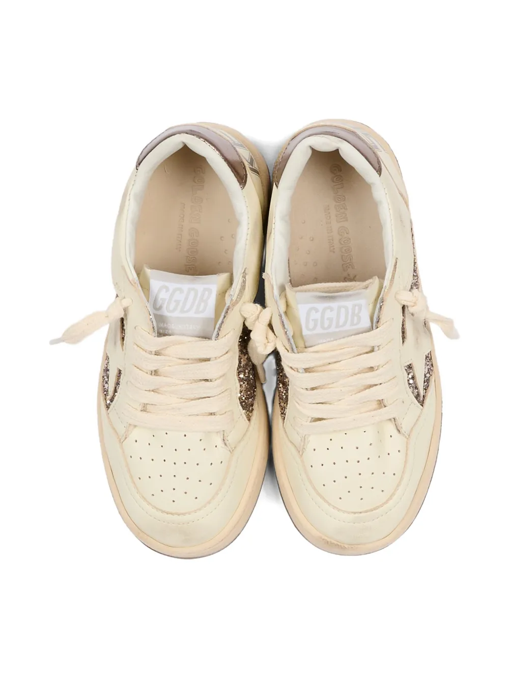Golden Goose Kids Ball Star glitter sneakers Beige