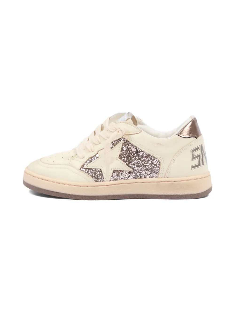 Golden Goose Kids Ball Star glitter sneakers Beige