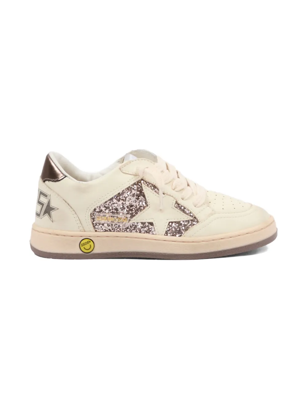 Golden Goose Kids Ball Star glitter sneakers Beige
