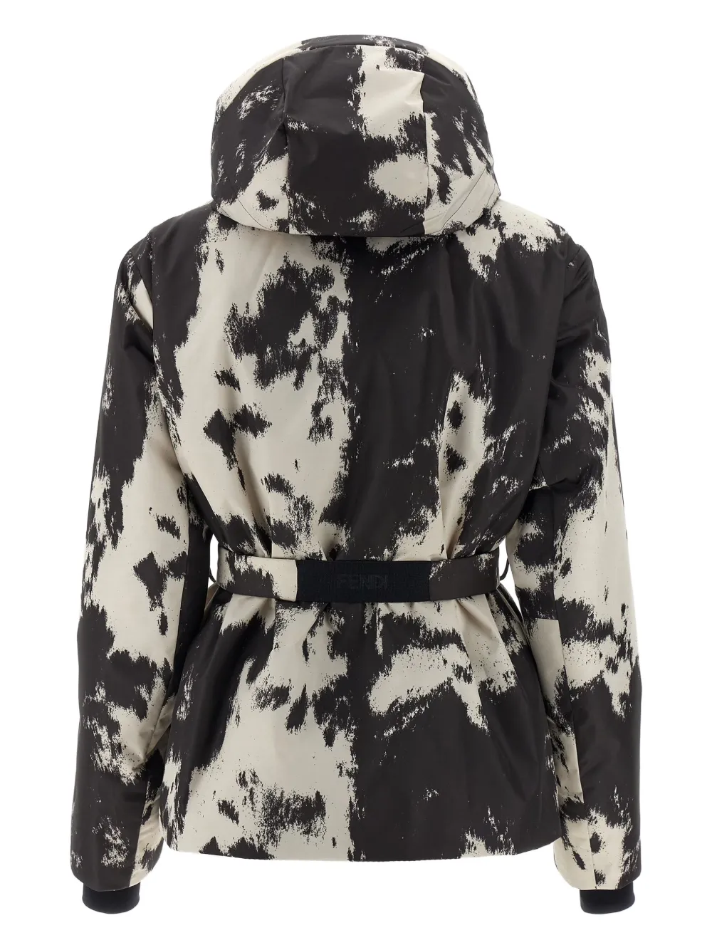 FENDI Ski-jack met capuchon en gespriem - Zwart