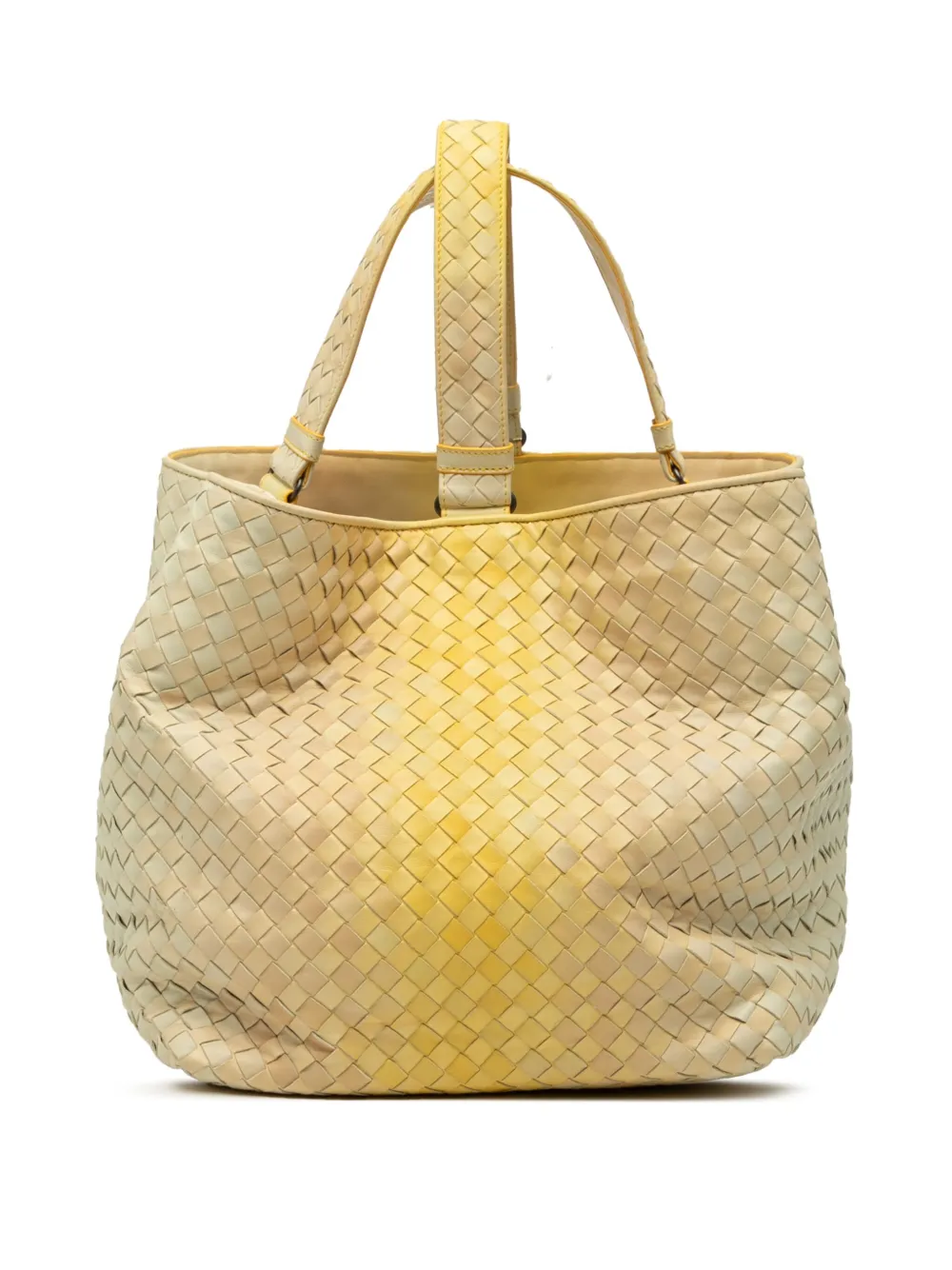 Pre-owned Bottega Veneta 2012-2025 Nappa Intrecciato Nuance Bucket Bag In Yellow