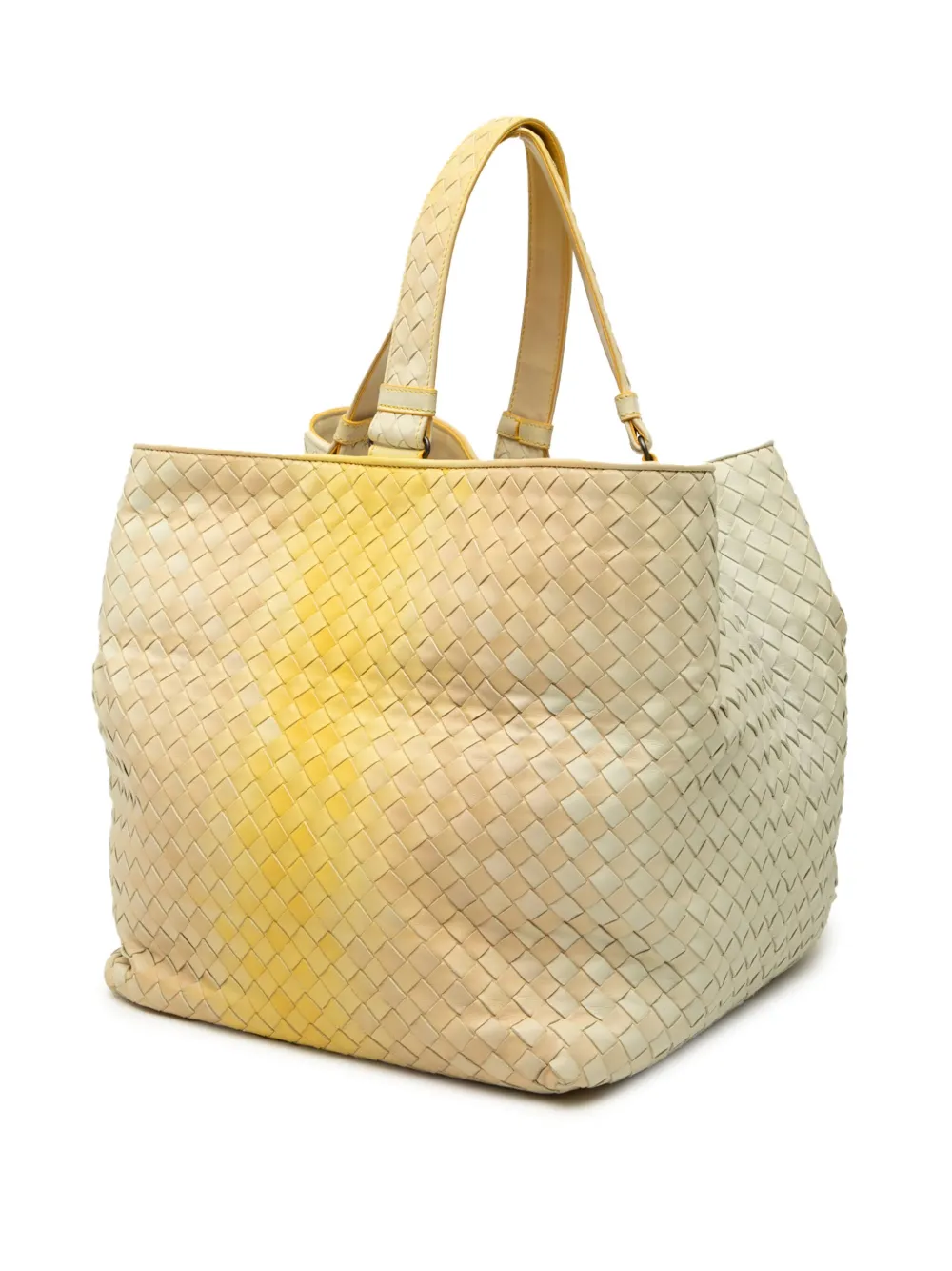 Pre-owned Bottega Veneta 2012-2025 Nappa Intrecciato Nuance Bucket Bag In Yellow