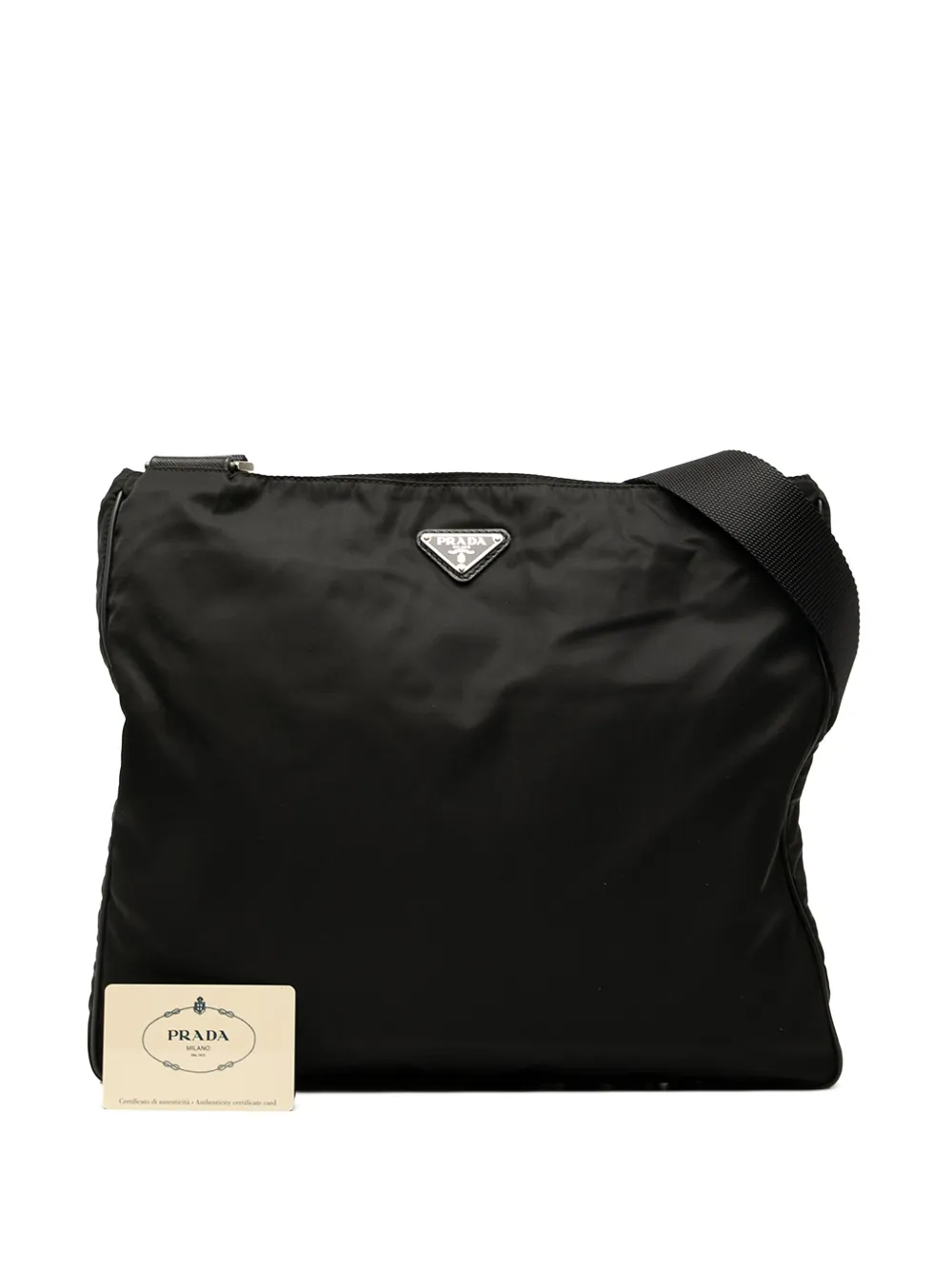 Pre-owned Prada 2013-2025 Tessuto Zip Top Crossbody Bag In Black