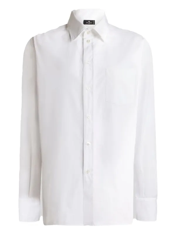 Etro Cotton Shirt with Silk Insert on the Back in White