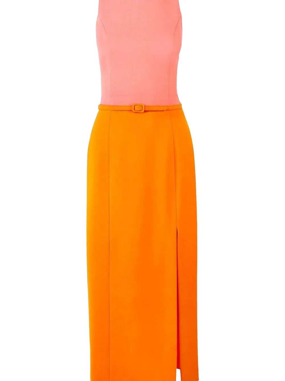 Carolina Herrera Midi-jurk met ronde hals en ceintuur - Oranje