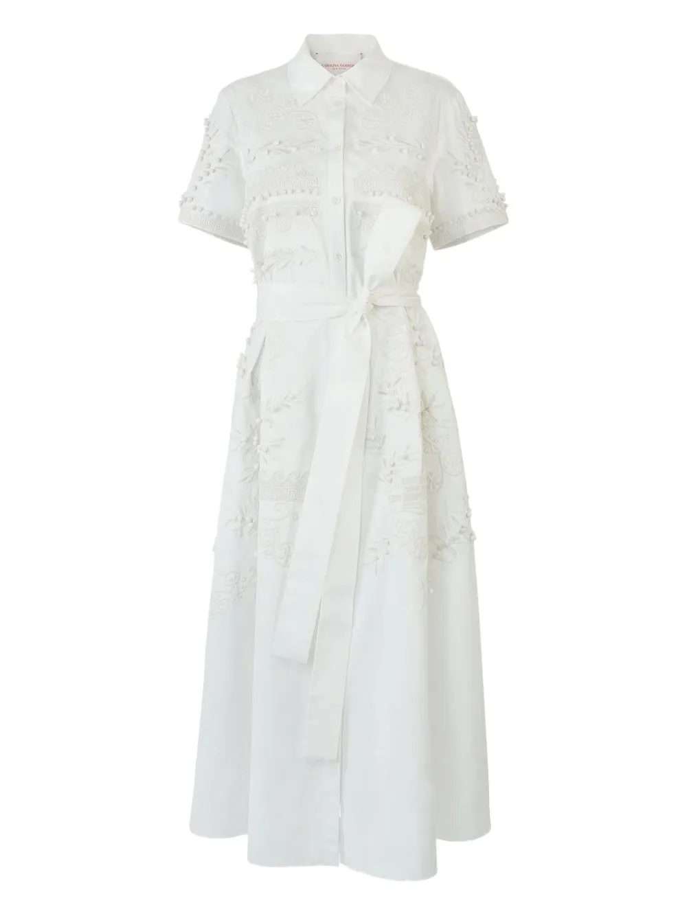 Carolina Herrera Abito midi con ricamo - Bianco