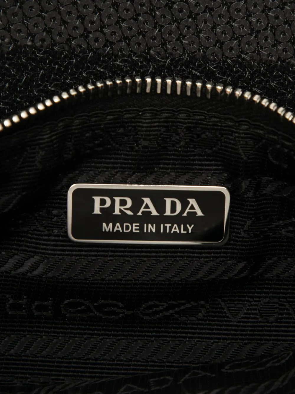 Pre-owned Prada 2013-2025 Large Sequined Mesh Logo Tote Bag In Black