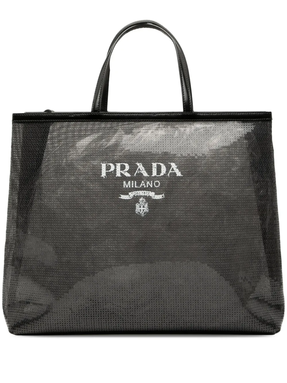 Prada Pre-Owned 2013-2025 Large Sequined Mesh Logo tote bag | Black | Image 1