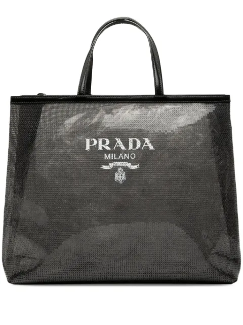 Prada Pre-Owned tote Large Sequined Mesh Logo 2013-2025
