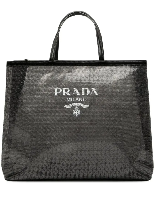 Prada Pre-Owned 2013-2025 ラージ スパンコール メッシュ ロゴ