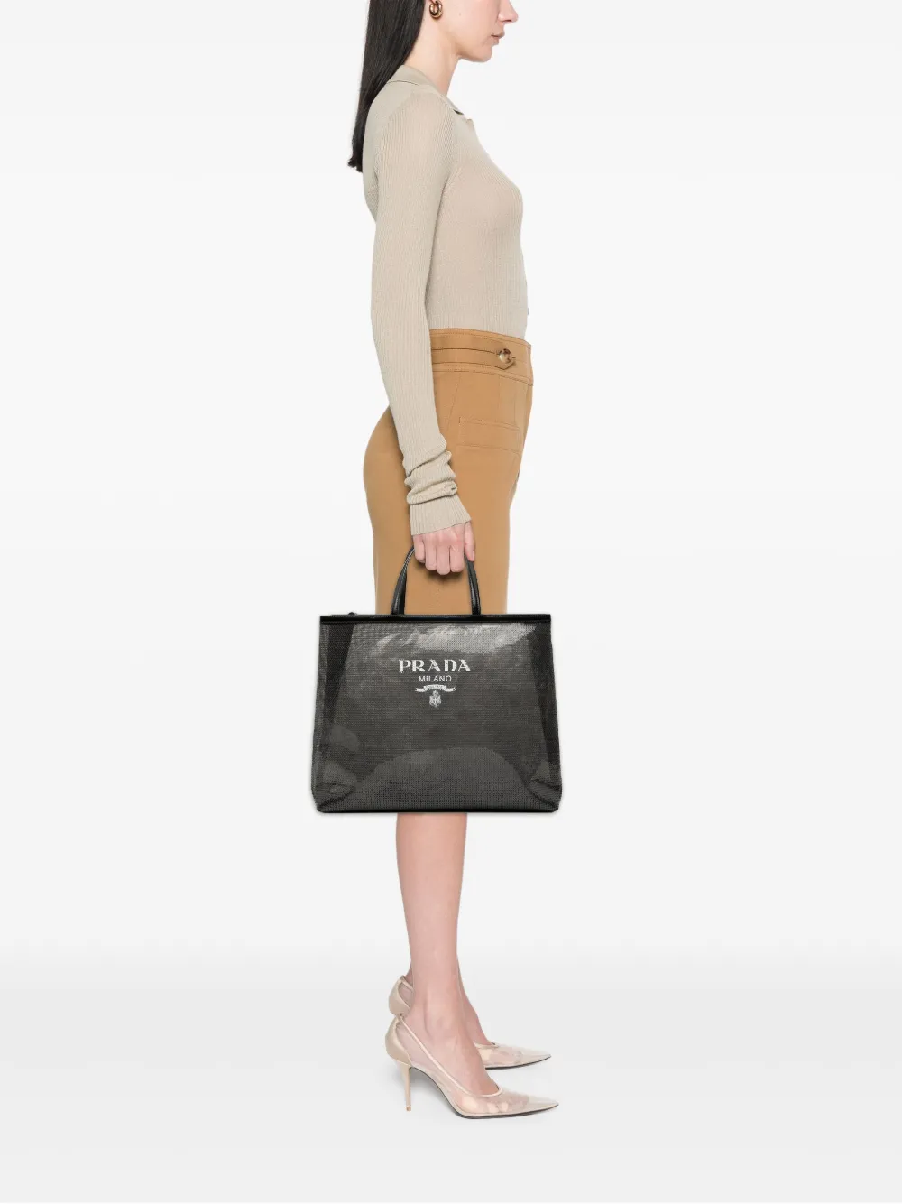 Prada Pre-Owned 2013-2025 Large Sequined Mesh Logo tote bag | Pre-Owned | Image 2