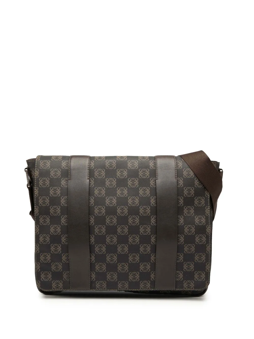 Pre-owned Loewe 2010-2025 Anagram Coated Canvas Flap Crossbody Bag In Brown