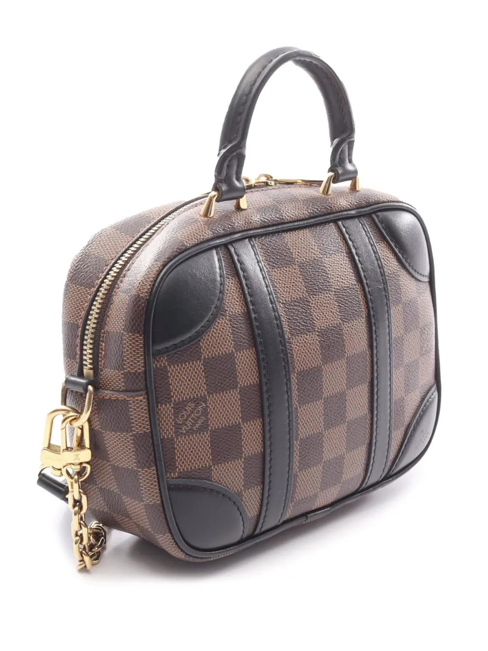Pre-owned Louis Vuitton 2021-2025 Damier Ebene Valisette Souple Bb Satchel In Brown