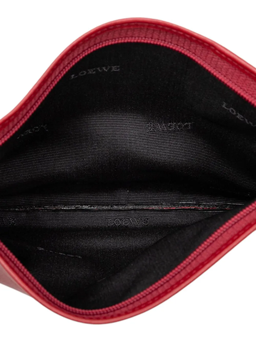 LOEWE Pre-owned 2000-2025 Leather Anagram Pouch In Red