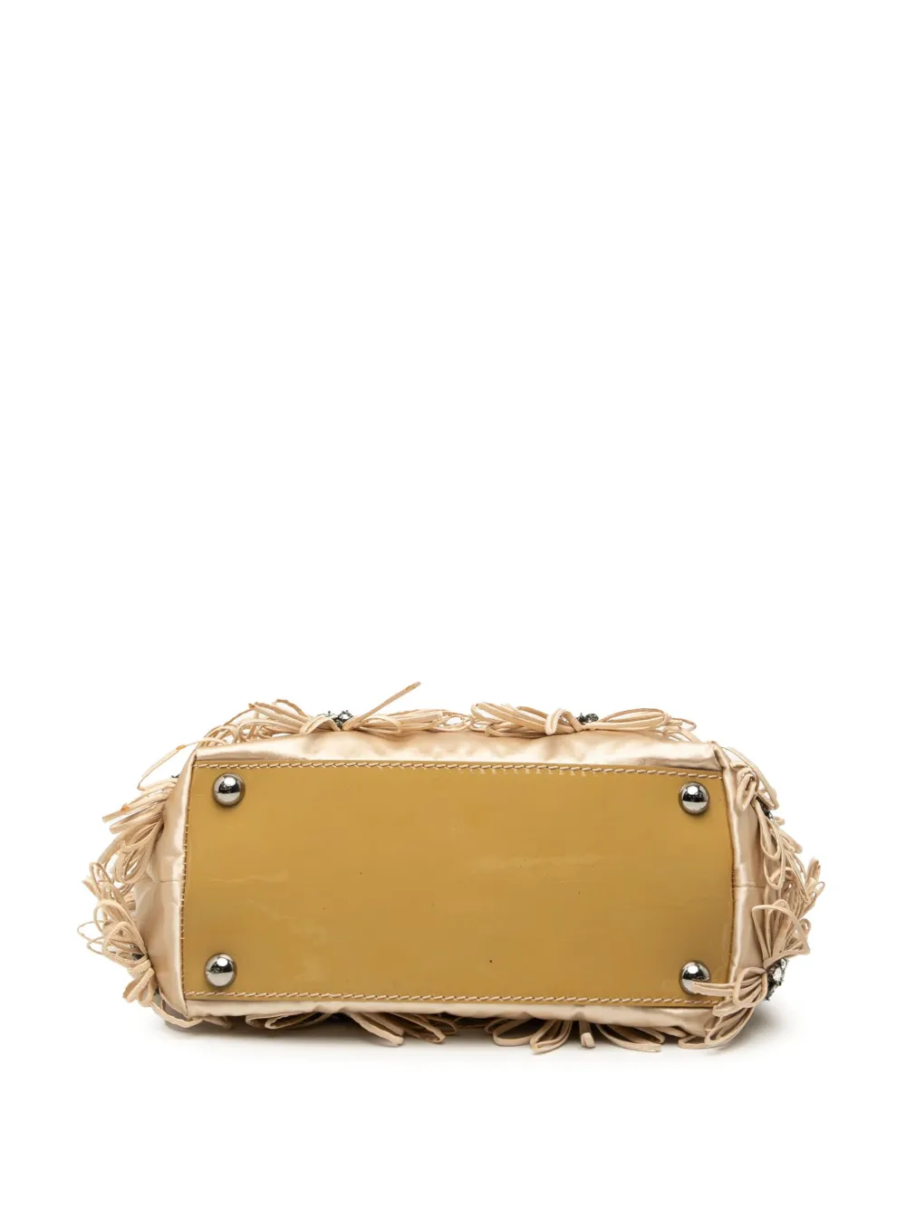 Pre-owned Valentino Garavani 2000-2017 Floral Embellished Satin Satchel In Brown