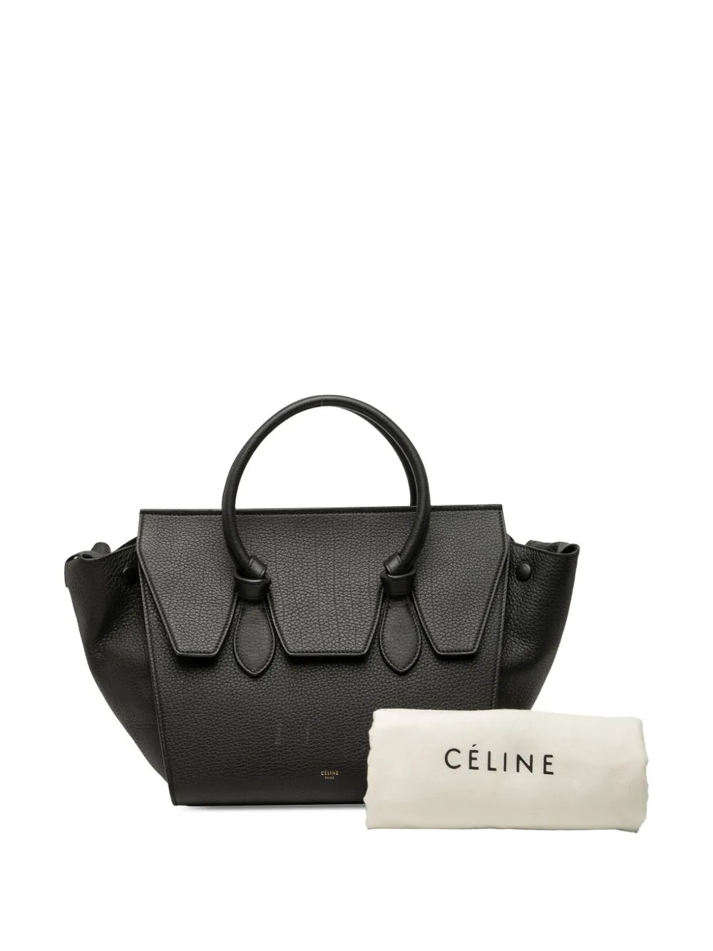 CELINE Pre-owned 2015 Medium Grained Calfskin Tie Knot Tote Bag In Black