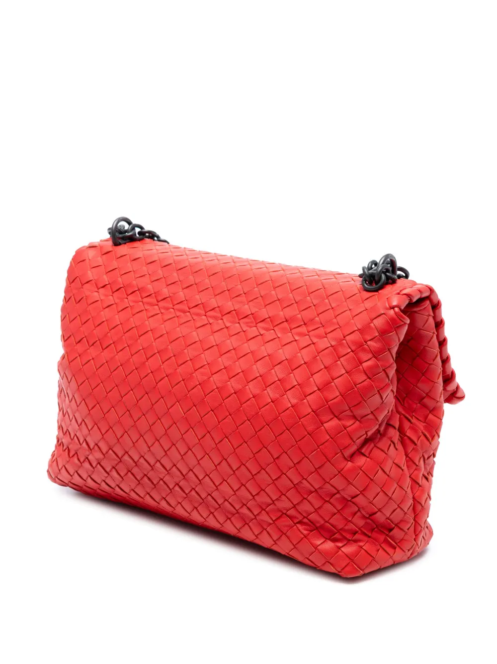 Pre-owned Bottega Veneta 2012-2025 Medium Nappa Intrecciato Olimpia Shoulder Bag In Red
