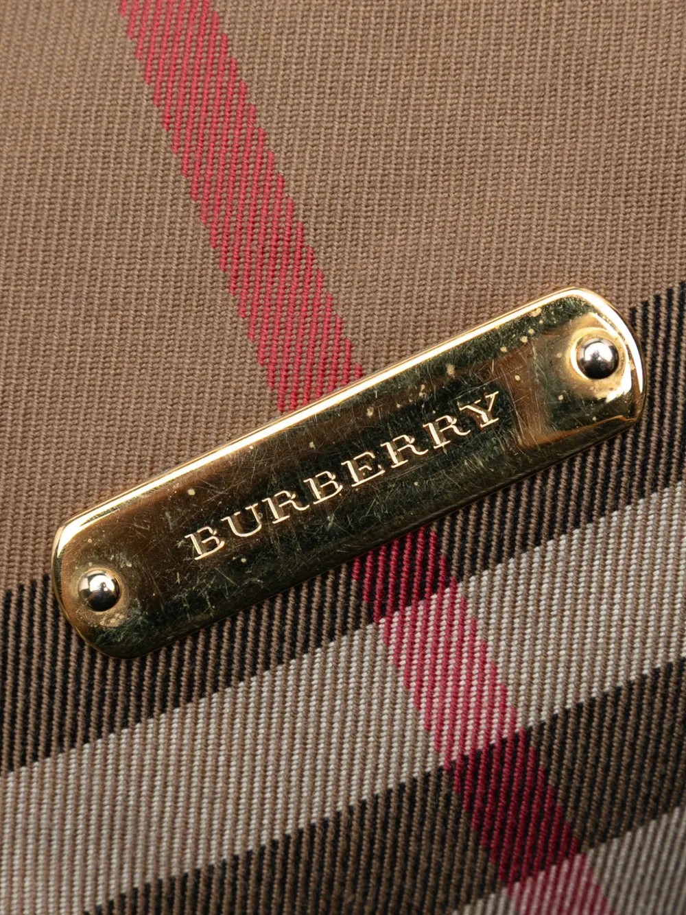 Pre-owned Burberry 2000-2017 Small House Check Canvas Canterbury Tote Bag In Brown