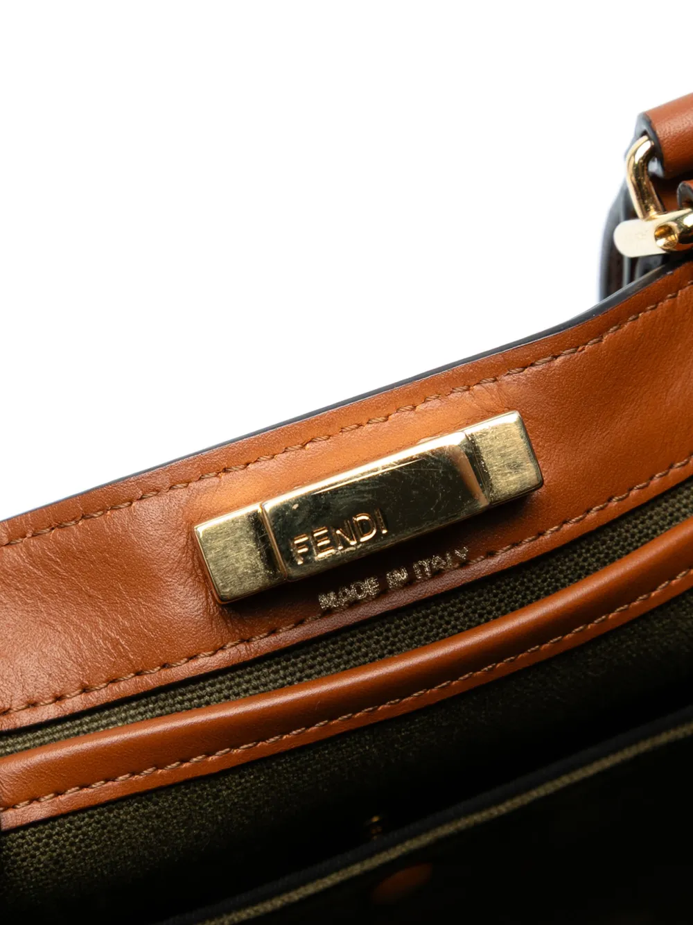 FENDI Pre-owned 2010-2025 Zucca Embroidered Canvas Peekaboo X Tote Satchel In Green