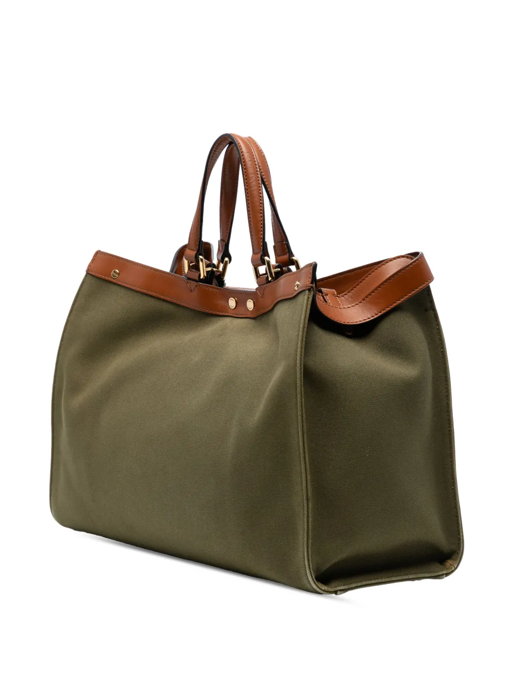 FENDI Pre-owned 2010-2025 Zucca Embroidered Canvas Peekaboo X Tote Satchel In Green