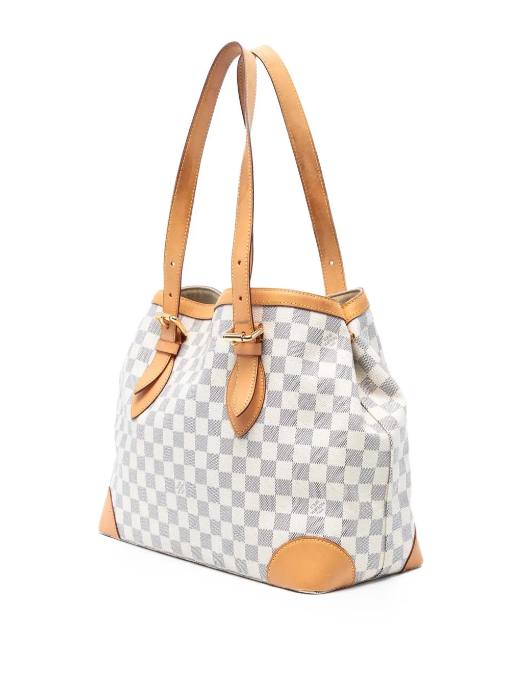 Pre-owned Louis Vuitton 2000-2020 Damier Azur Hampstead Mm Tote Bag In White