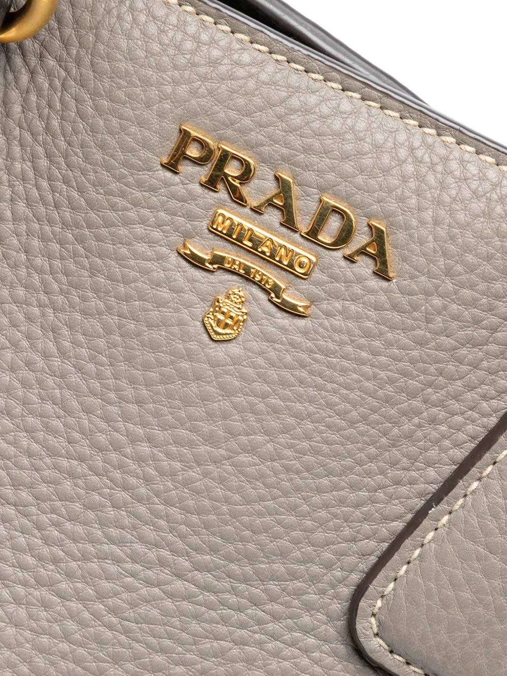 PRADA Pre-owned 2000-2025 Vitello Daino Open Convertible Tote Satchel In Gray