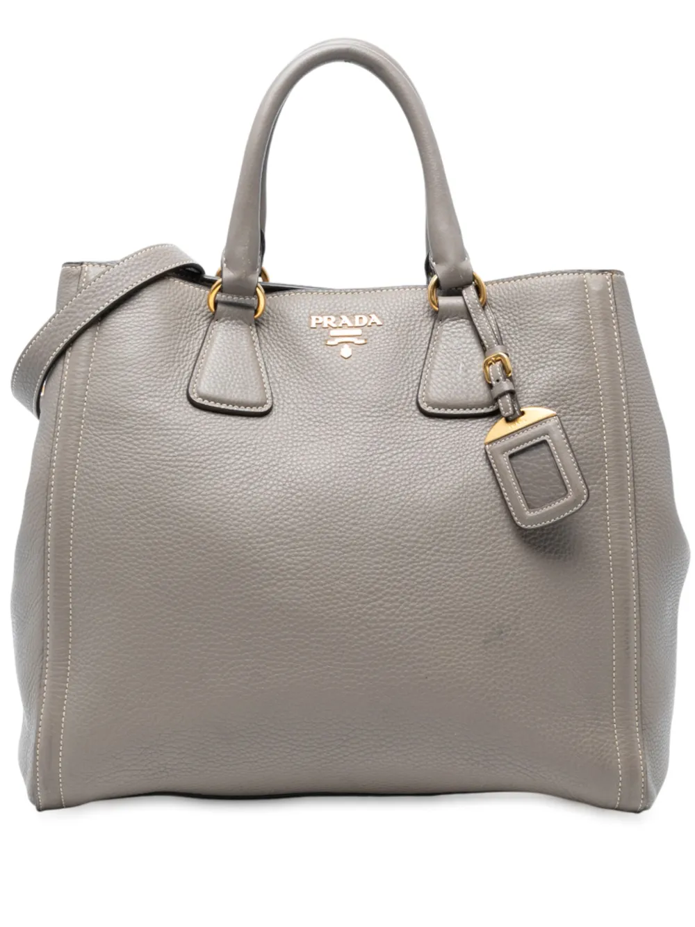 Prada Pre-Owned 2000-2025 Vitello Daino Open Convertible Tote satchel | Grey | Image 1