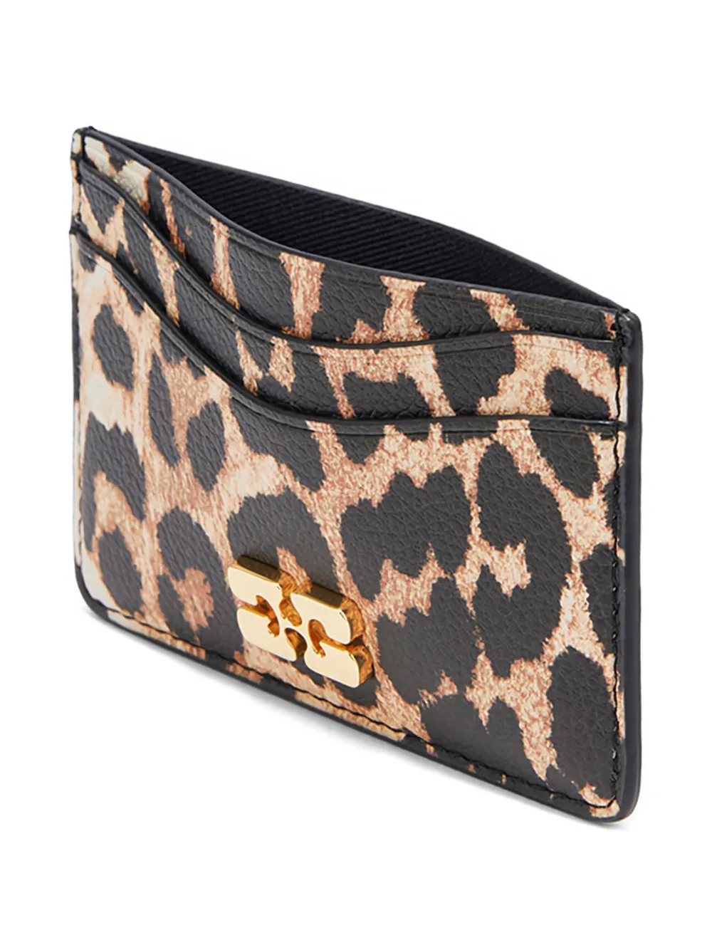  Ganni Bou Leopard-print Cardholder - Brown 