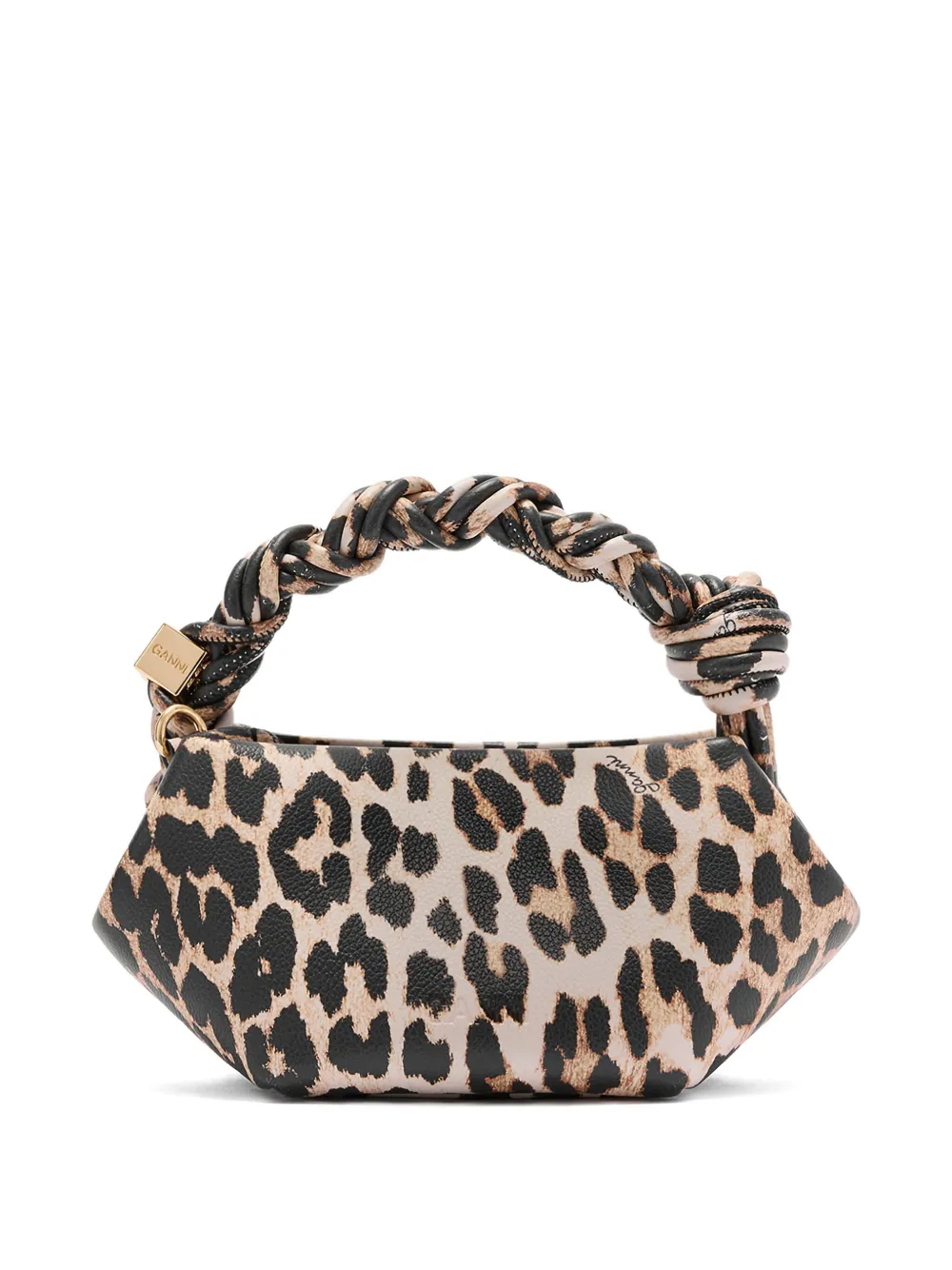 Ganni Bou Mini Animalier Handbag In Brown