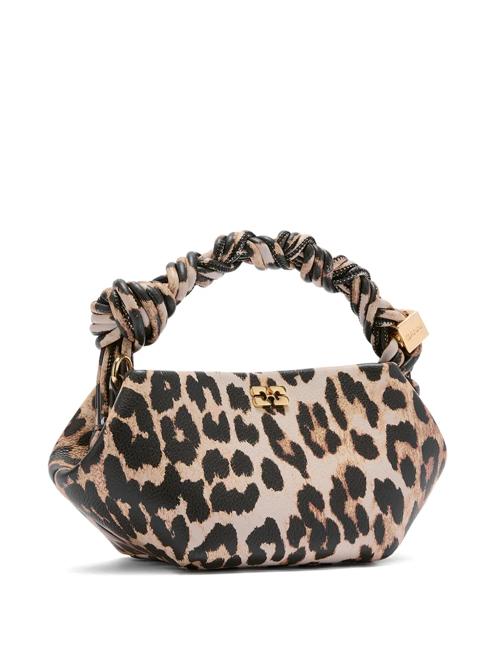 Ganni Bou Mini Animalier Handbag In Brown