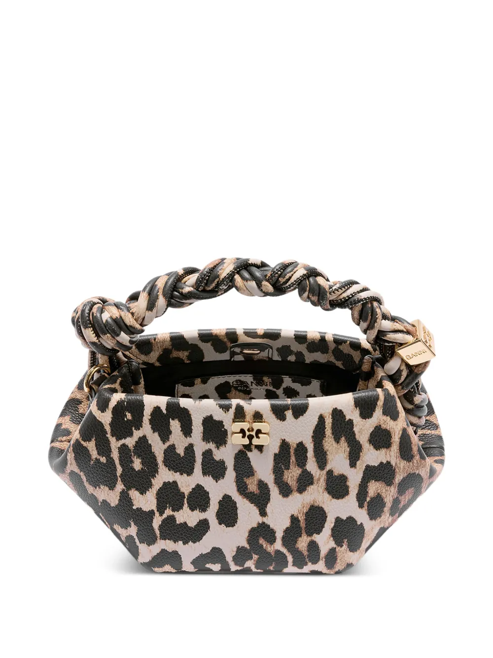 Ganni Bou Mini Animalier Handbag In Brown