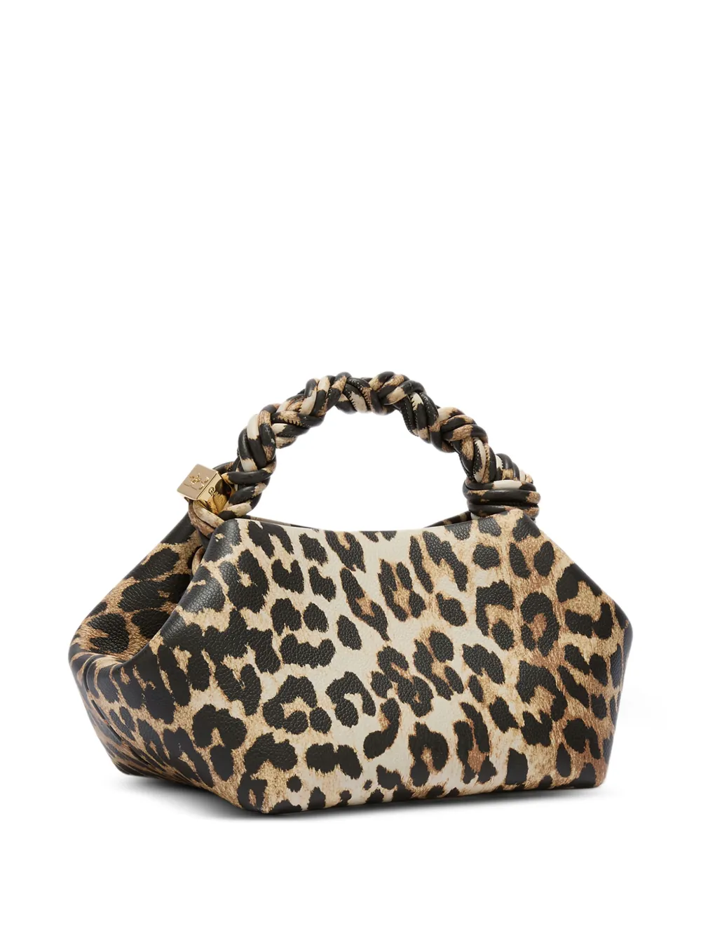 GANNI Bou kleine crossbodytas met gedraaide handgreep en luipaardprint Bruin