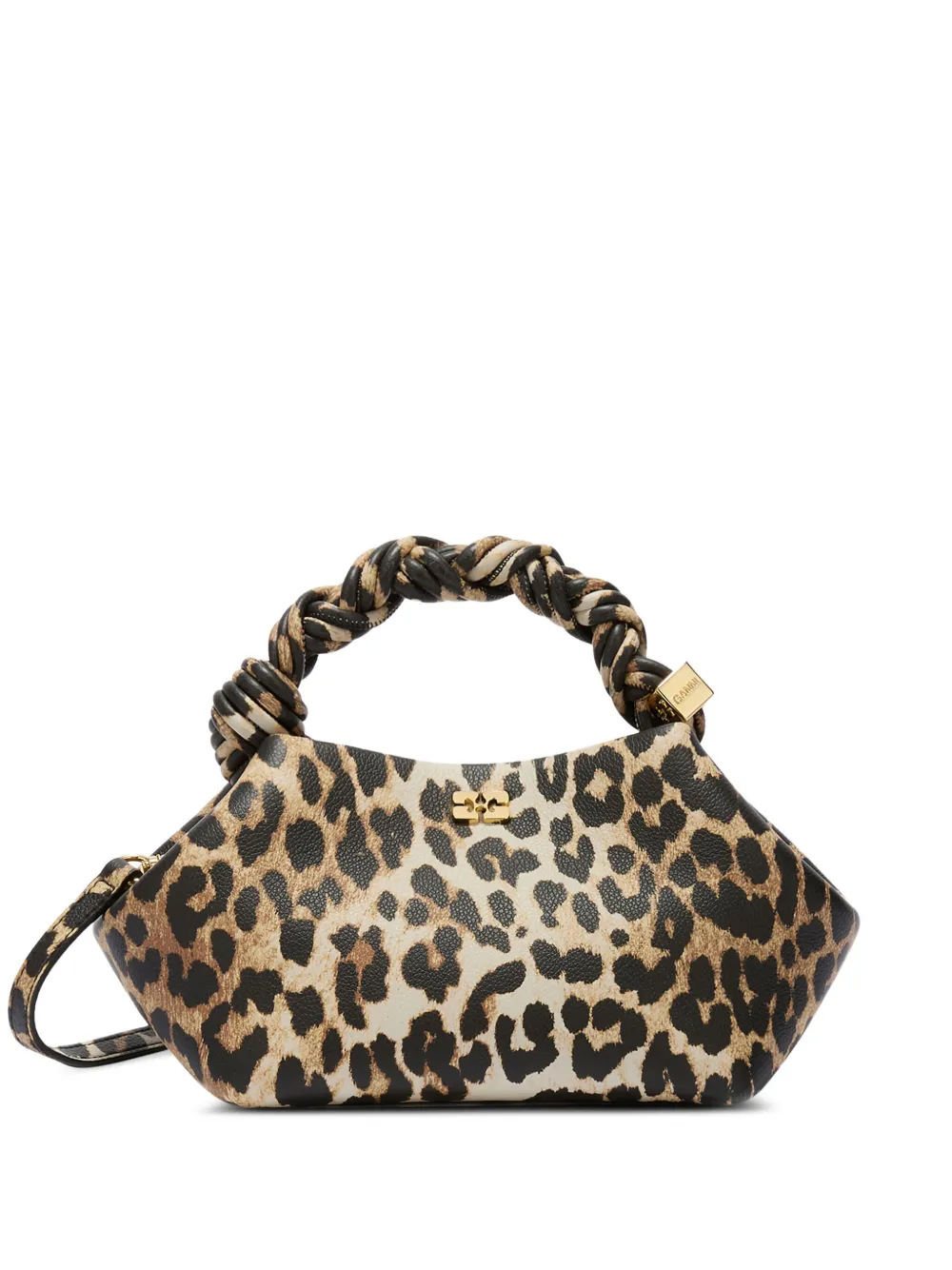 GANNI Borsa a tracolla Bou piccola con stampa leopardata - Marrone