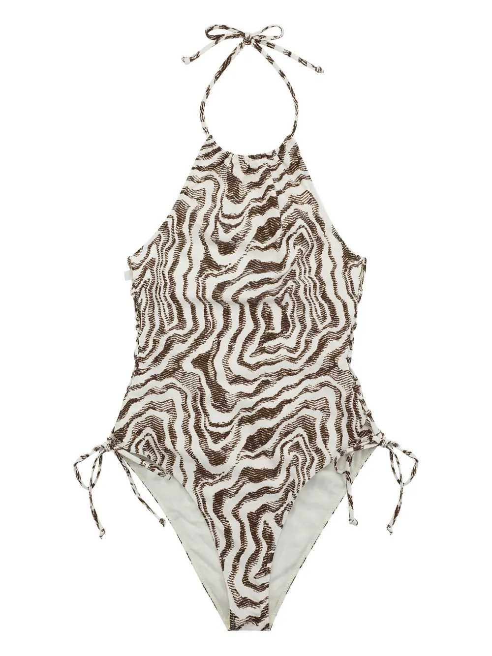 GANNI patterned tieband swimsuit - White
