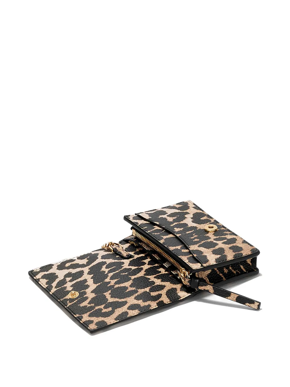  Ganni Leopard-print Wallet - Neutrals 