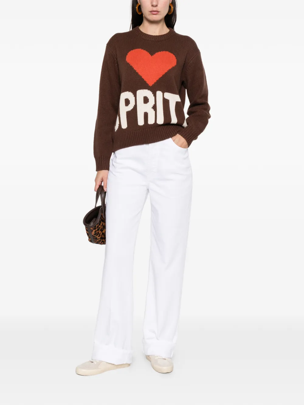 Mc2 Saint Barth Kyla Heart-detail Sweater In Brown