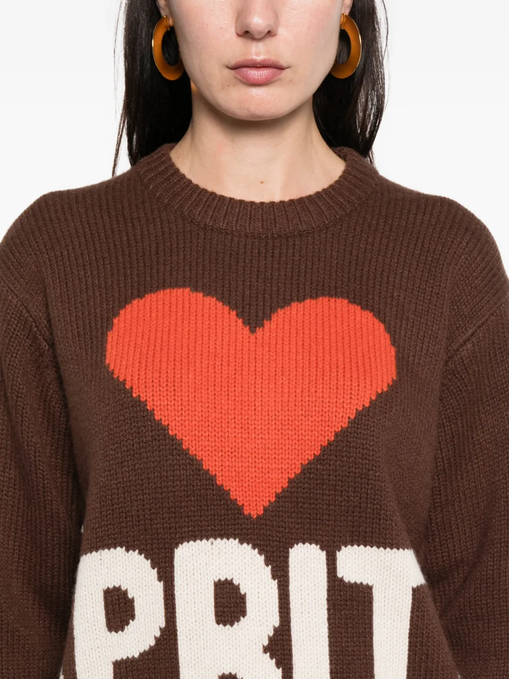 Mc2 Saint Barth Kyla Heart-detail Sweater In Brown