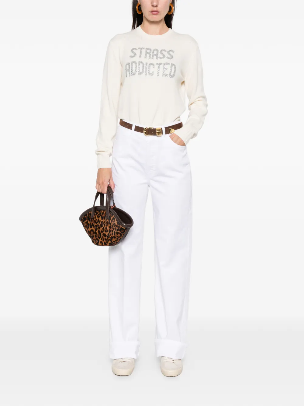 Mc2 Saint Barth New Queen Embellished Sweater In Neutral