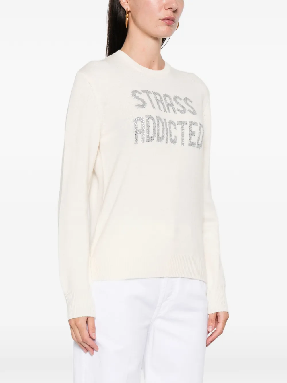 Mc2 Saint Barth New Queen Embellished Sweater In Neutral