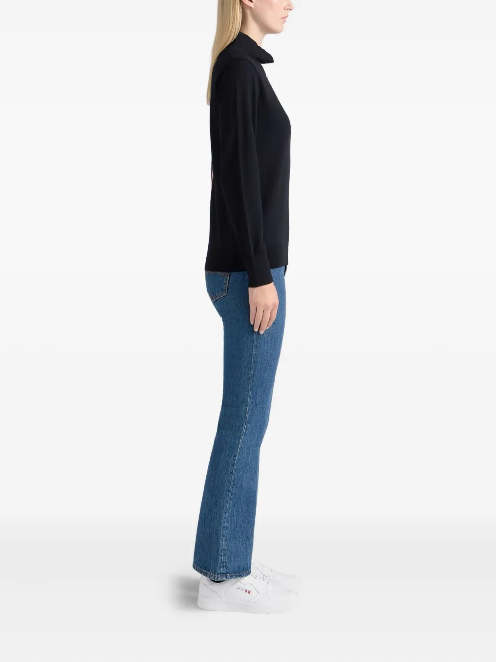  Bally Mock-neck Stripe Sweater - Black 