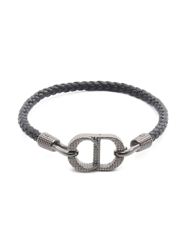 Dior ディオール CD Icon ブレイドレザー ブレスレット ブラック DIOR | CD Icon ブレイドレザー ダブルブレスレット ラムスキン & 真鍮