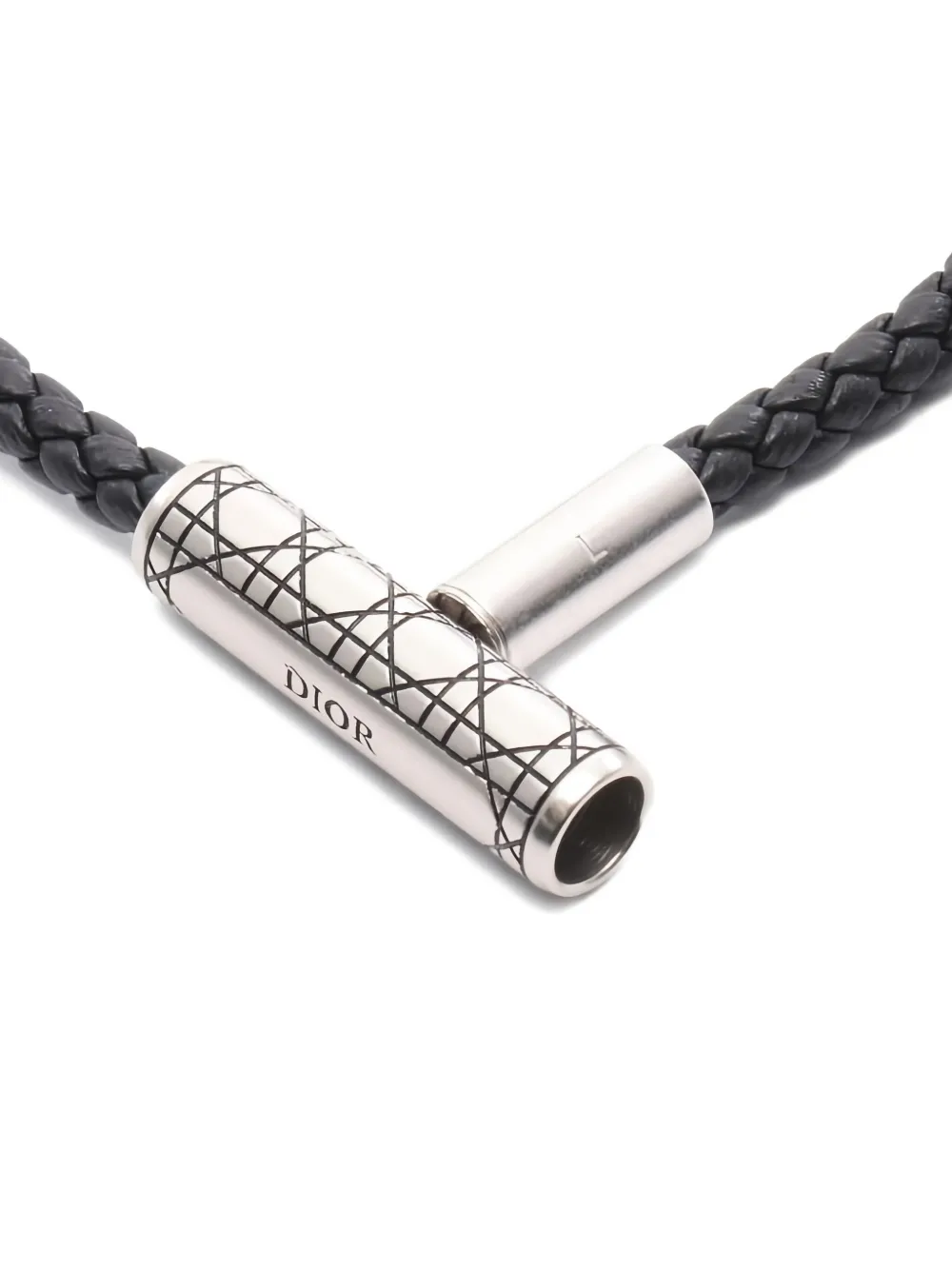 Pre-owned Dior 2000s Cannage Leather Bracelet In Black